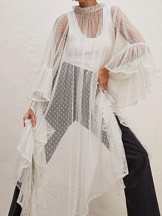 Free People Dresses & Skirts - Free People Swiss Dot Ruffle Kaftan NWT